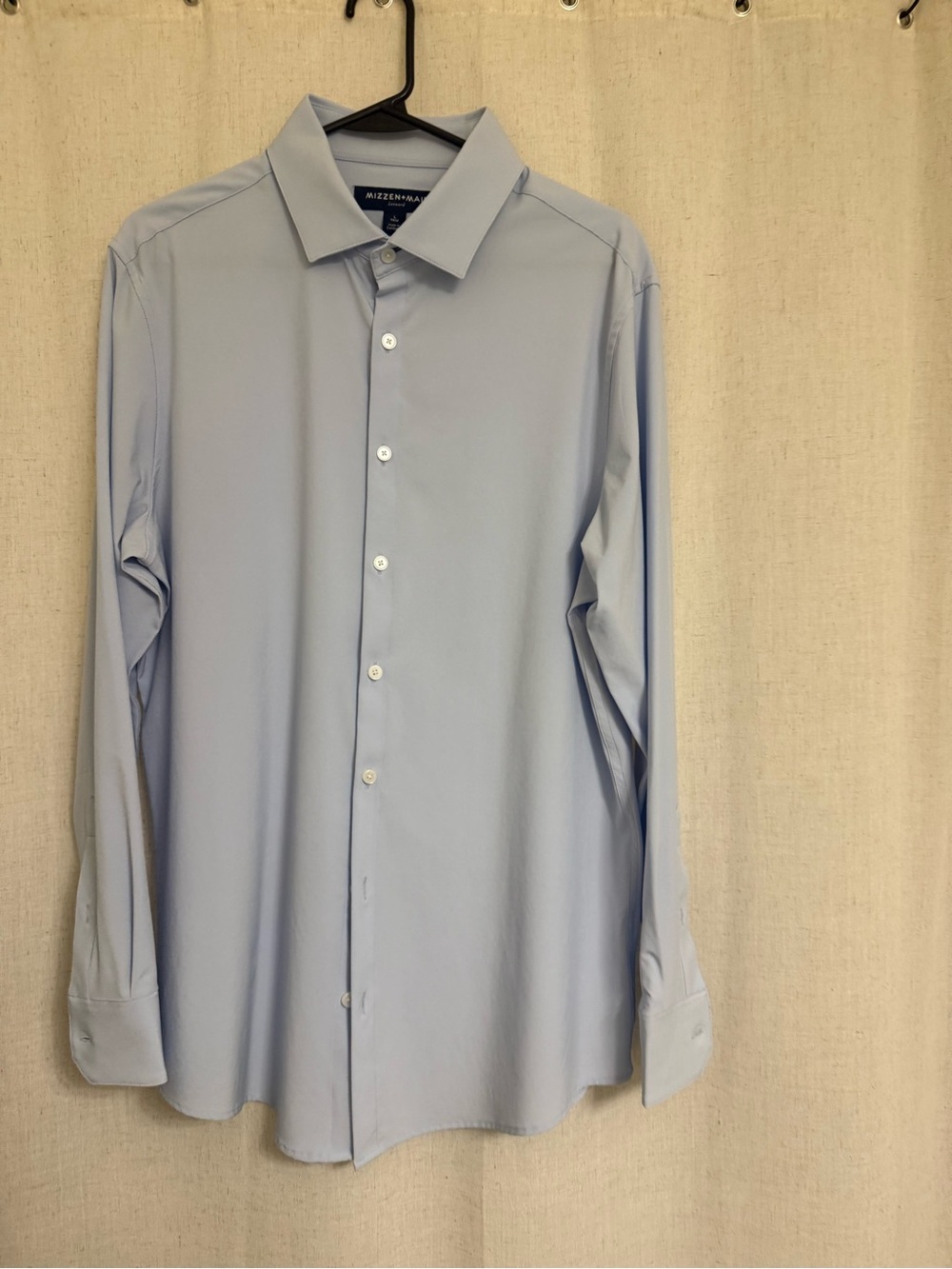 Mizzen+Main Leeward Light Blue Performance Dress Shirt L Trim Fit